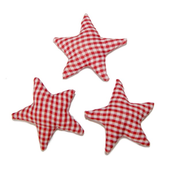 Estrella de tejido, rojo/blanco, 6cm, 1 pz