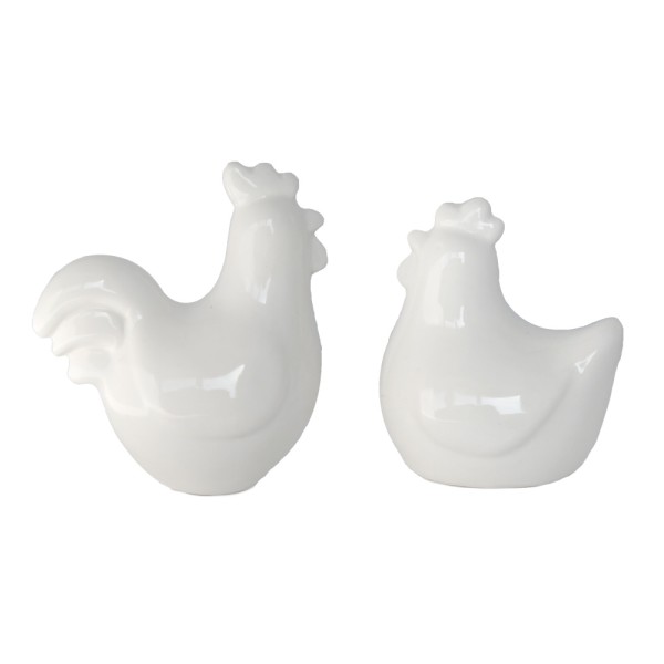 Ceramic Hen and cock 10cm