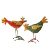 Poules en métal laqué, rouge-jaune-vert, 12cm, 2 pcs