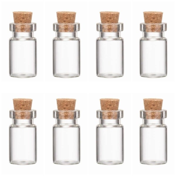 Set of 14 mini glass bottles ø8mm/h18mm