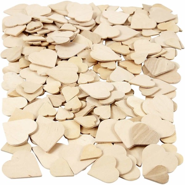 Wooden hearts, 18-30mm, 60 pcs