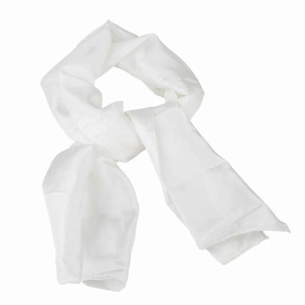 Long silk scarf, pongé 5, white, 180x45cm