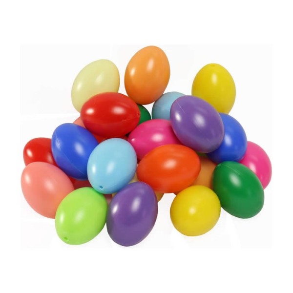 Set of 10 assorted plastic eggs, 60mm