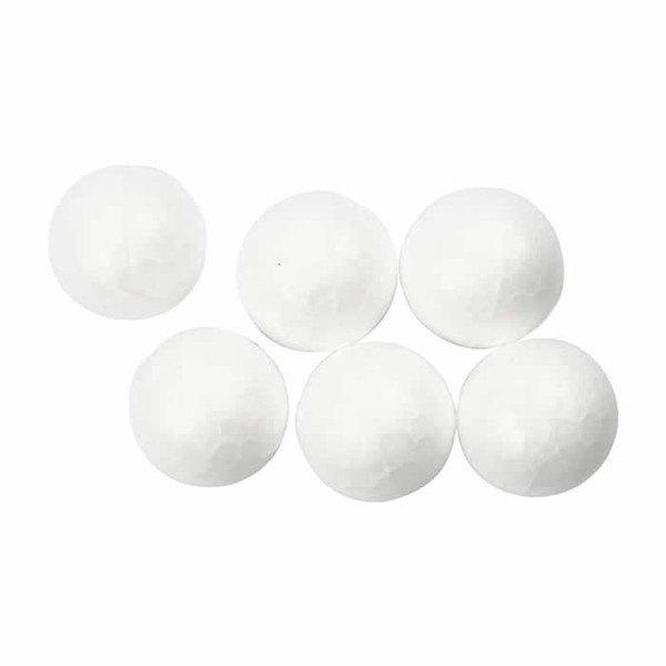 Set of 6 polystyrene balls Ø7.6cm (3")
