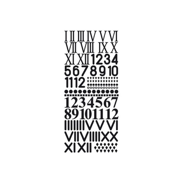 Adhesive numbers and symbols for clocks, black