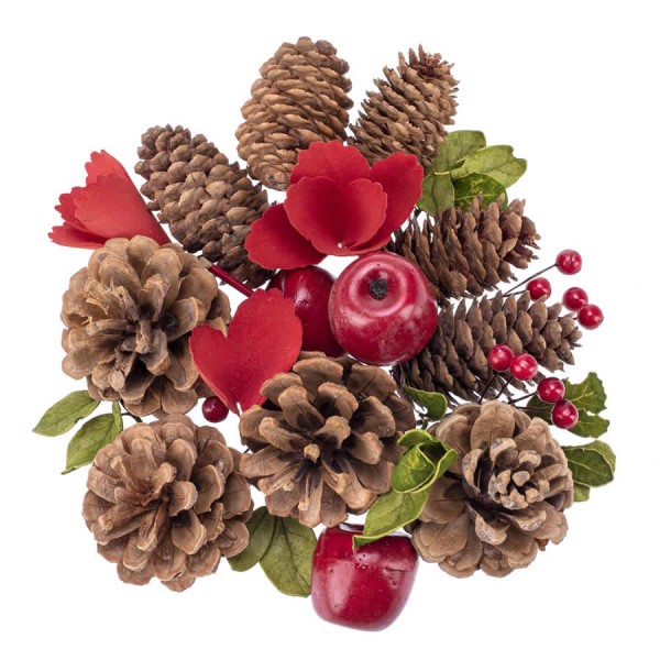 Pine cones mix natural/red, 200g