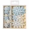 Boîte ornements en bois flocons 2.2-4cm, 54 pcs