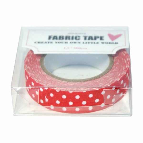 Fabric Tape red with dots, 1,5 x 500 cm