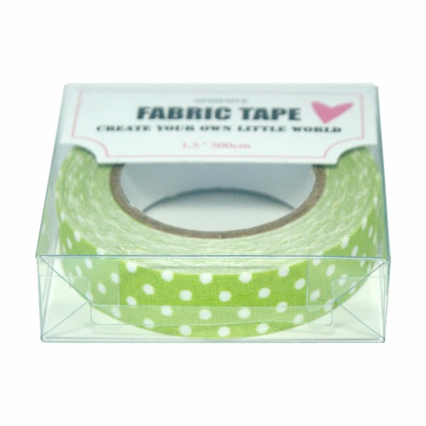 Fabric Tape light green with dots, 1,5 x 500 cm