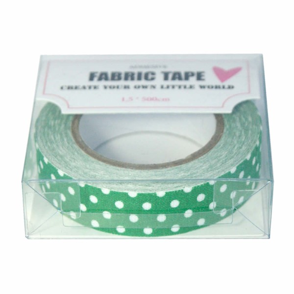 Fabric Tape green with dots, 1,5 x 500 cm