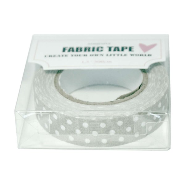 Fabric Tape grey with dots, 1,5 x 500 cm