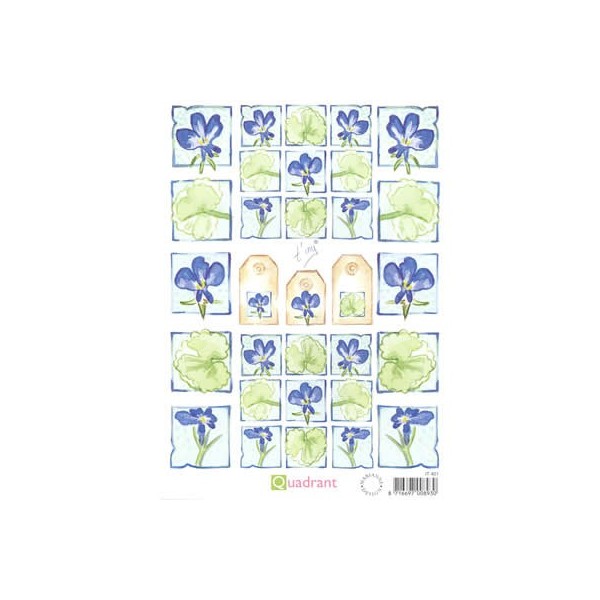 Feuille de découpage fleurs bleu-vert