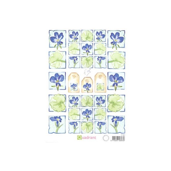 Patterned sheet blue-green flowers