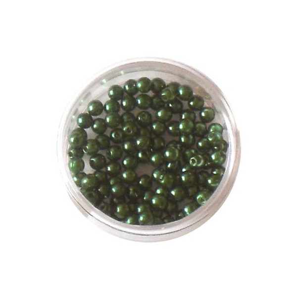 Wax beads, 4mm, 100 pces, fir-green