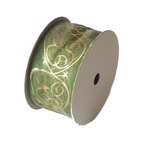 Ornament ribbon green, 40mm/3m