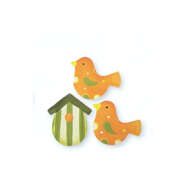 Metallic birds,  3.5cm, 3 pcs