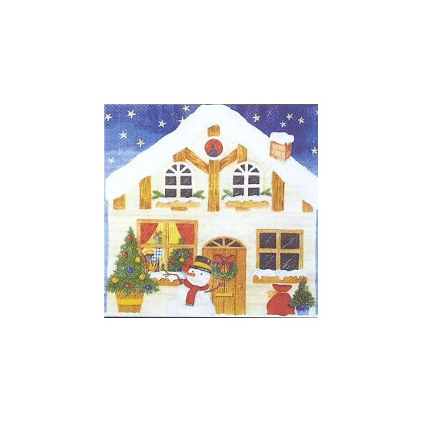 Serviette bonhomme de neige et maison, 1 pièce