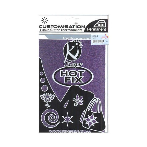 Ki-Sign - Tissu thermocollant pailleté violet