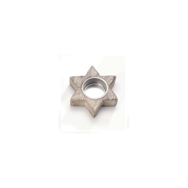 Wooden candle holder star, 9x10x2.5cm