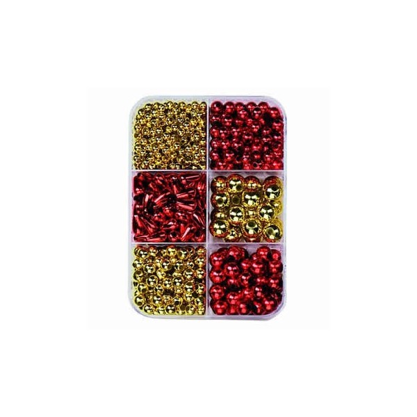 Perles mix rouge-or