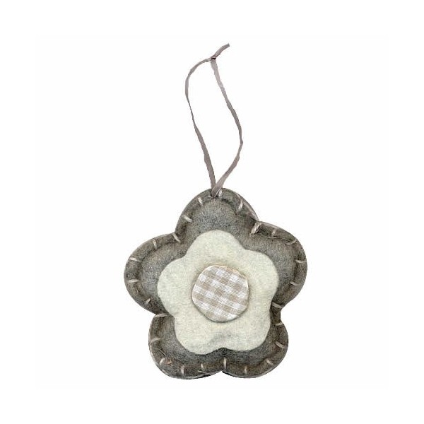 Flor de fieltro / tejido, 10cm, gris