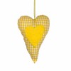 Coeur en tissu vichy jaune, 11x16cm