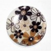 Puck-shaped bead 30mm, brown flowers