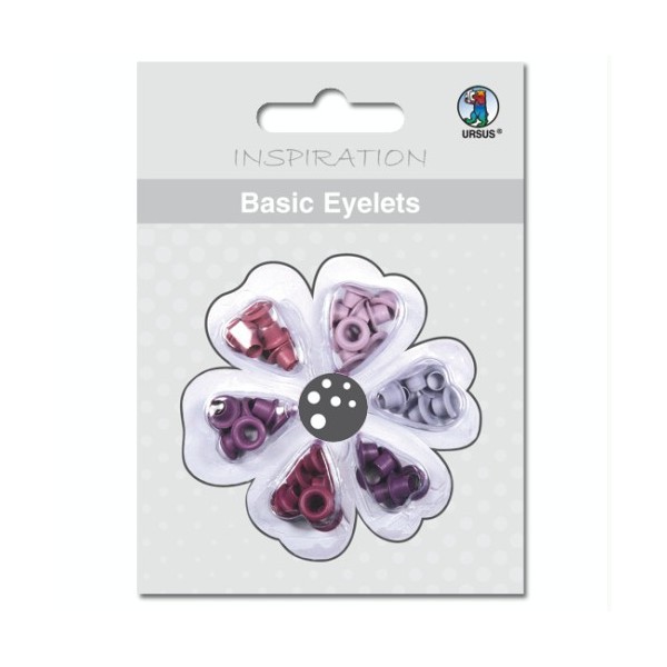 Basic Eyelets 3mm, lilac, 60 assorted pcs