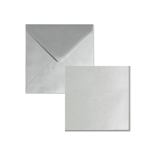Set 5 cards and envelopes, metallic silver