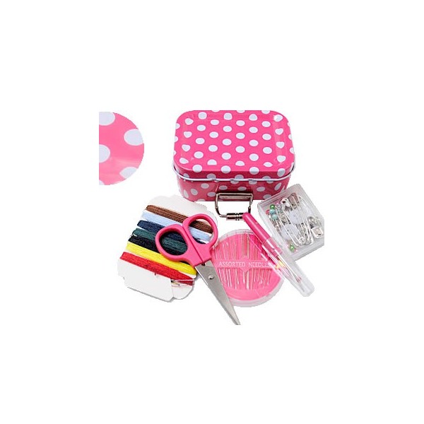 Tin sewing kit 6x8cm, pink
