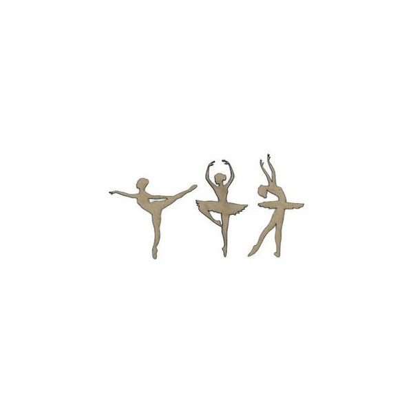 Bailarinas, 3 pzas, 5.5x9cm