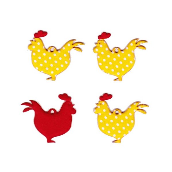 Poules en tissu jaune, 52mm, 4 pcs