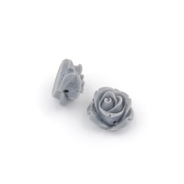 Harz Resin Rosen, 15mm, grau, 5 Stk