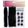 Pom poms & Flowers Embellishment, negro