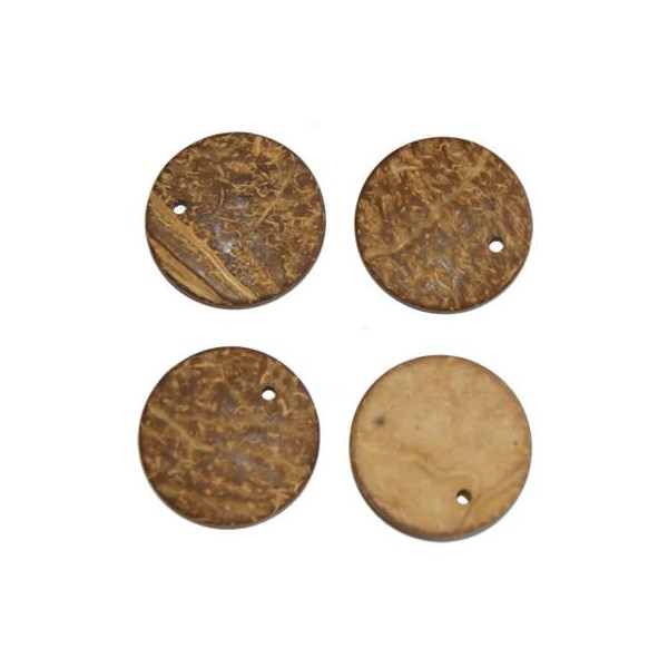 Décoration en bois de coco forme ronde, 30mm, brun