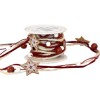 Stars garland with cord and pearls, 2m, dark red