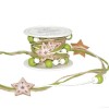Guirlande étoiles avec corde et perles, 2m, vert