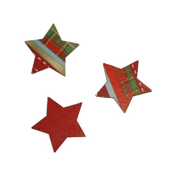 Stars red/green, 3.7cm, 8 pcs