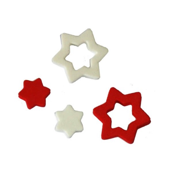 Estrelas de goma eva, rojo/blanco, 12/25mm