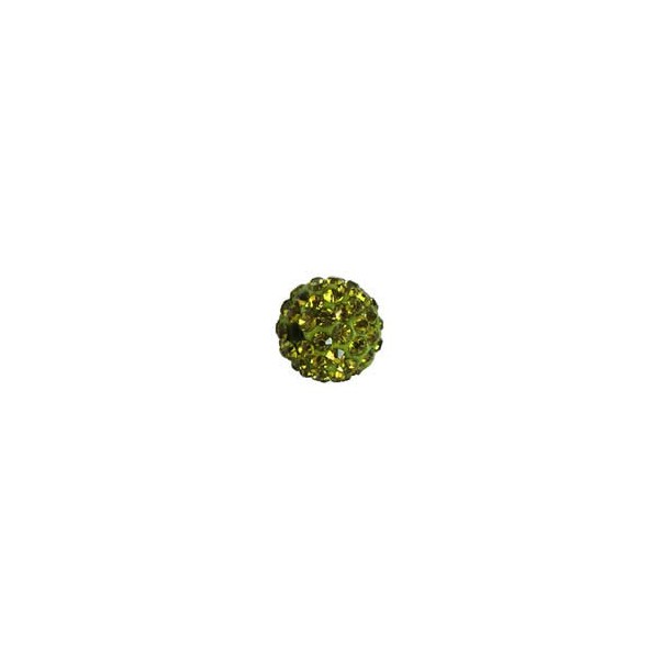 Shamballa Style Perlen, 10mm, oliv, 4 Stk