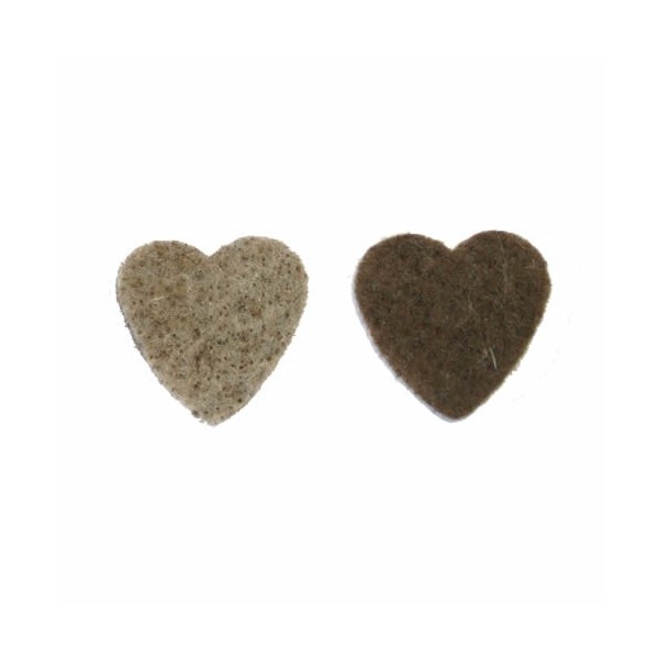 Coeurs en feutre bicolore brun/gris, 3.5cm, 14 pcs