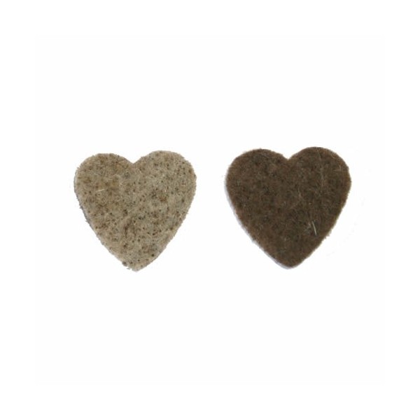 Corazones de fieltro bicolor marron/gris, 3.5cm, 14 unidades