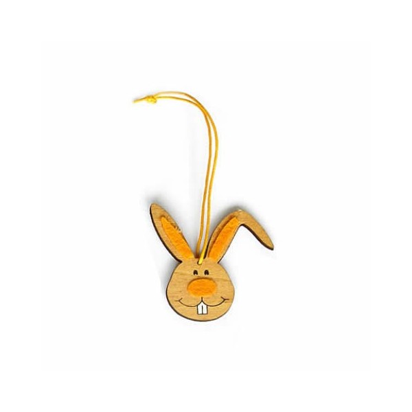 Suspension tête de lapin brun/orange, 5cm, 4 pcs