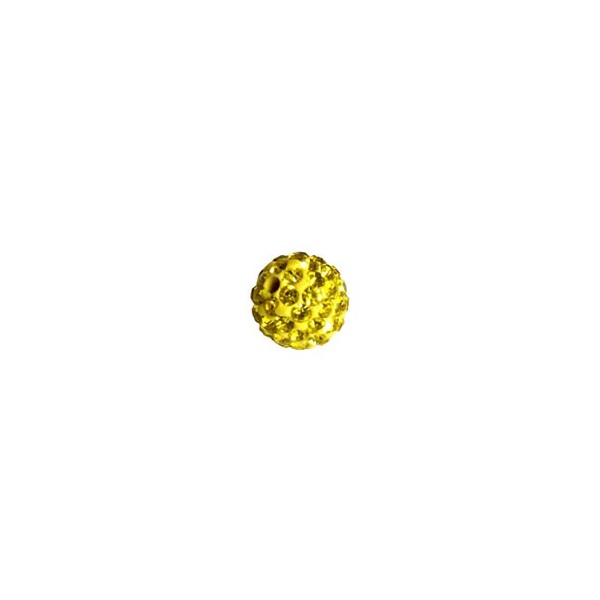 Shamballa Style Beads, 10mm, lemon yellow, 4 pcs