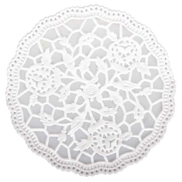 Papier découpe dentelle, Ø8cm, blanc, 24 pcs