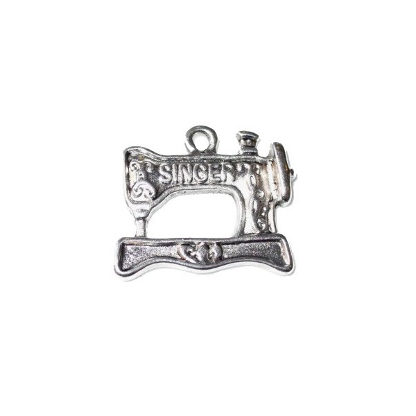 Hanging sewing machine, 21x18mm, silver, 1 pce