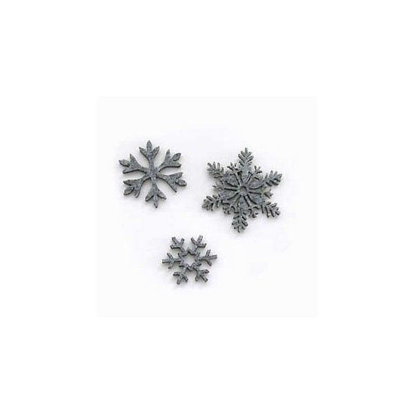 Felt snowflakes 3-5cm, grey, 12 pcs