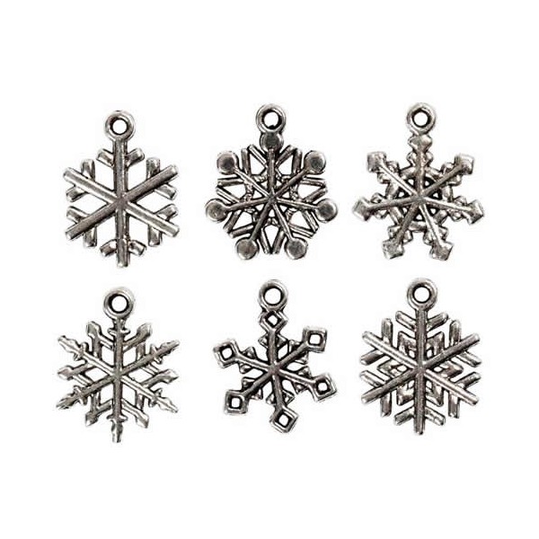 Copos de nieve de metal, 20mm, 18 pz, plata