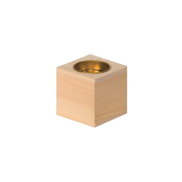 Kerzenhalter aus Holz, Quadratisch 6x6x6cm