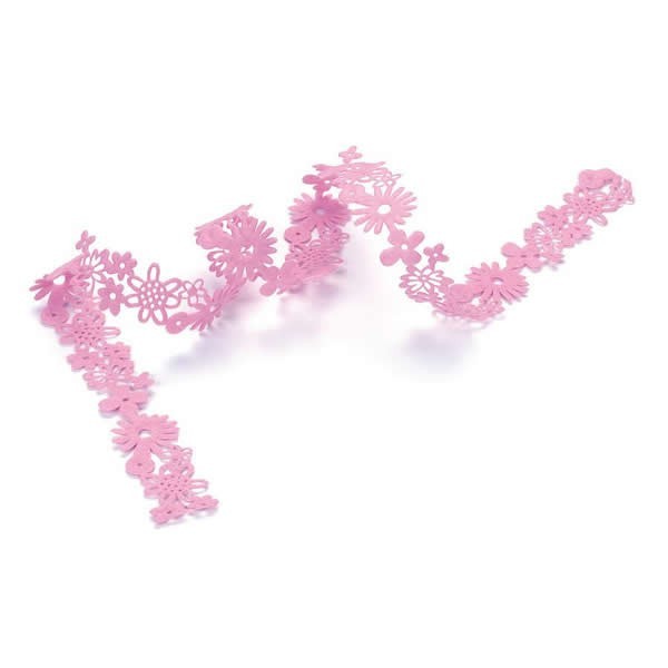 Filzband Blumen, 4x95cm, rosa